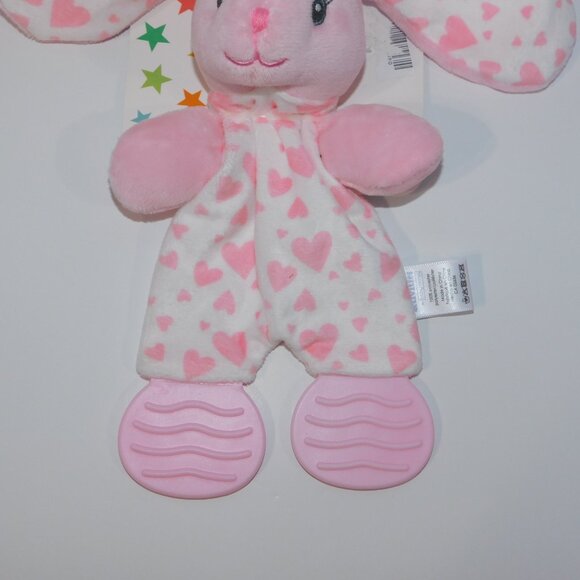 Activities Baby Mode Pink Bunny hearts Teether Baby lovey Security Blanket NEW - Picture 3 of 4